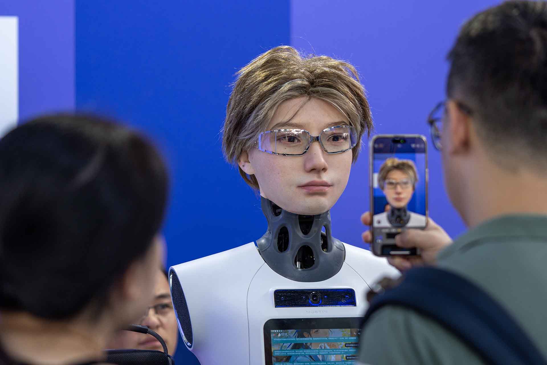 Humanoid robot head at Inclusion 2025 in Shanghai