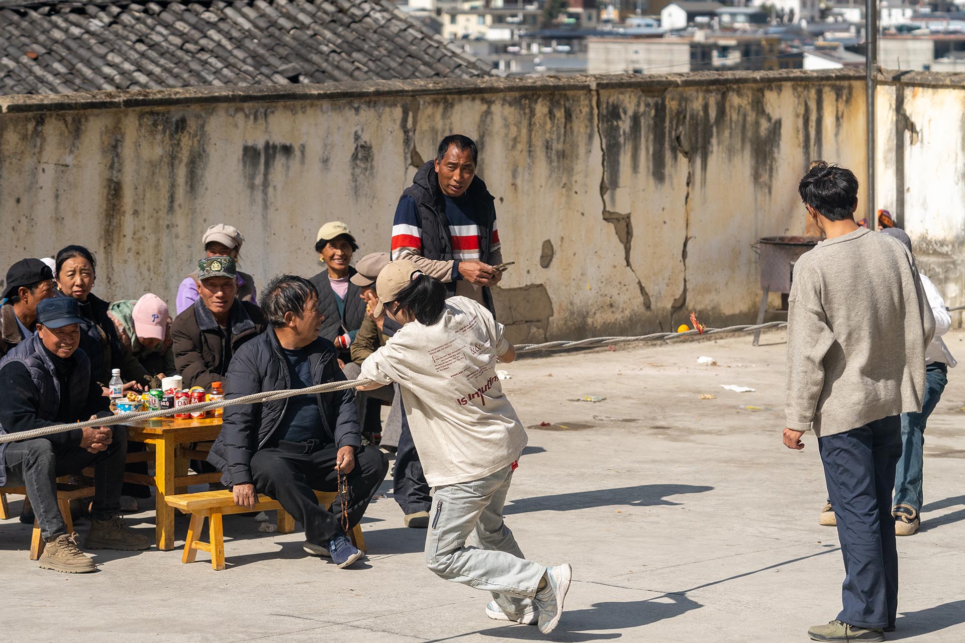 Children and elderly enjoying carefree moment in Cizhong