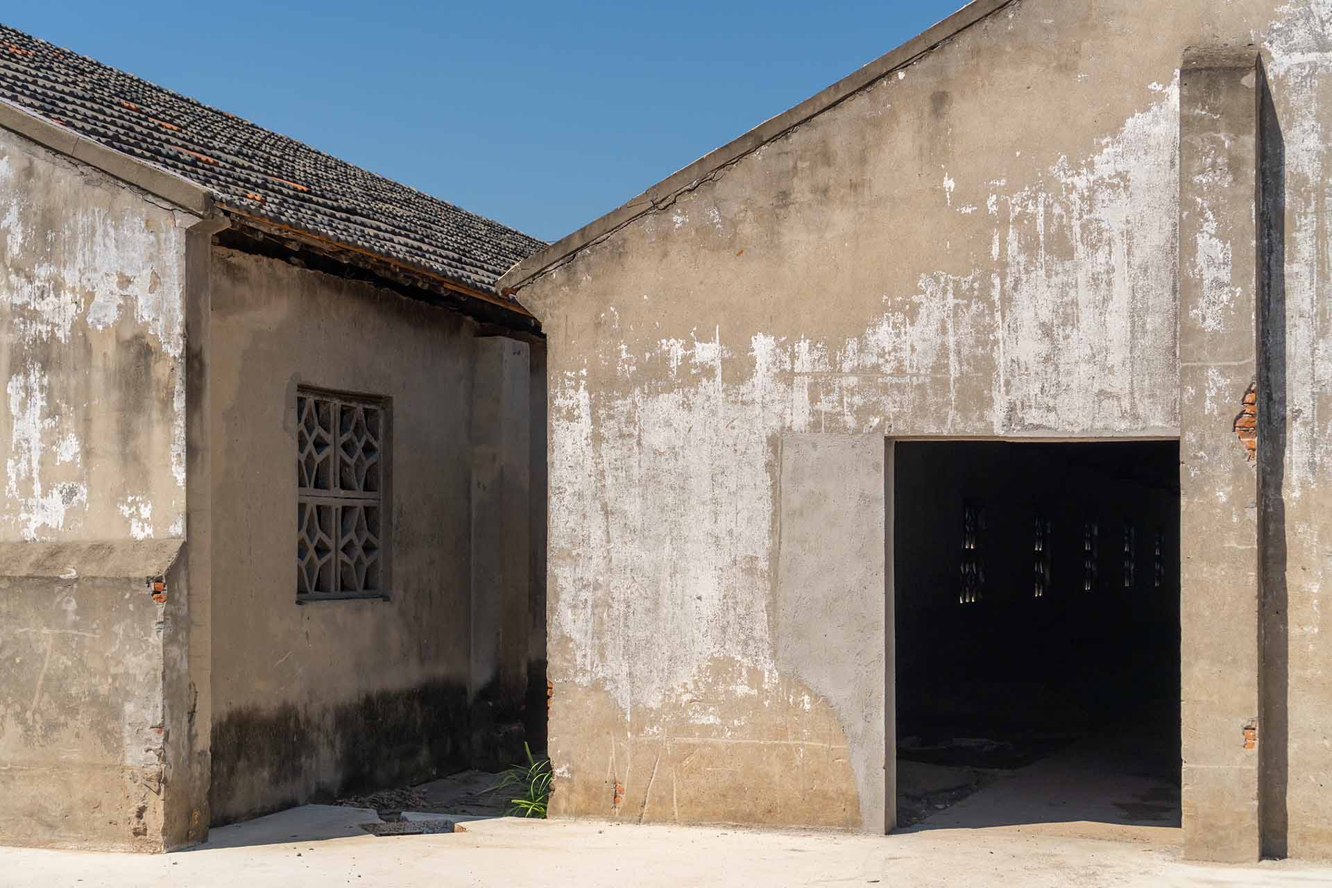 Buildings housing aging Baijiu containers inside